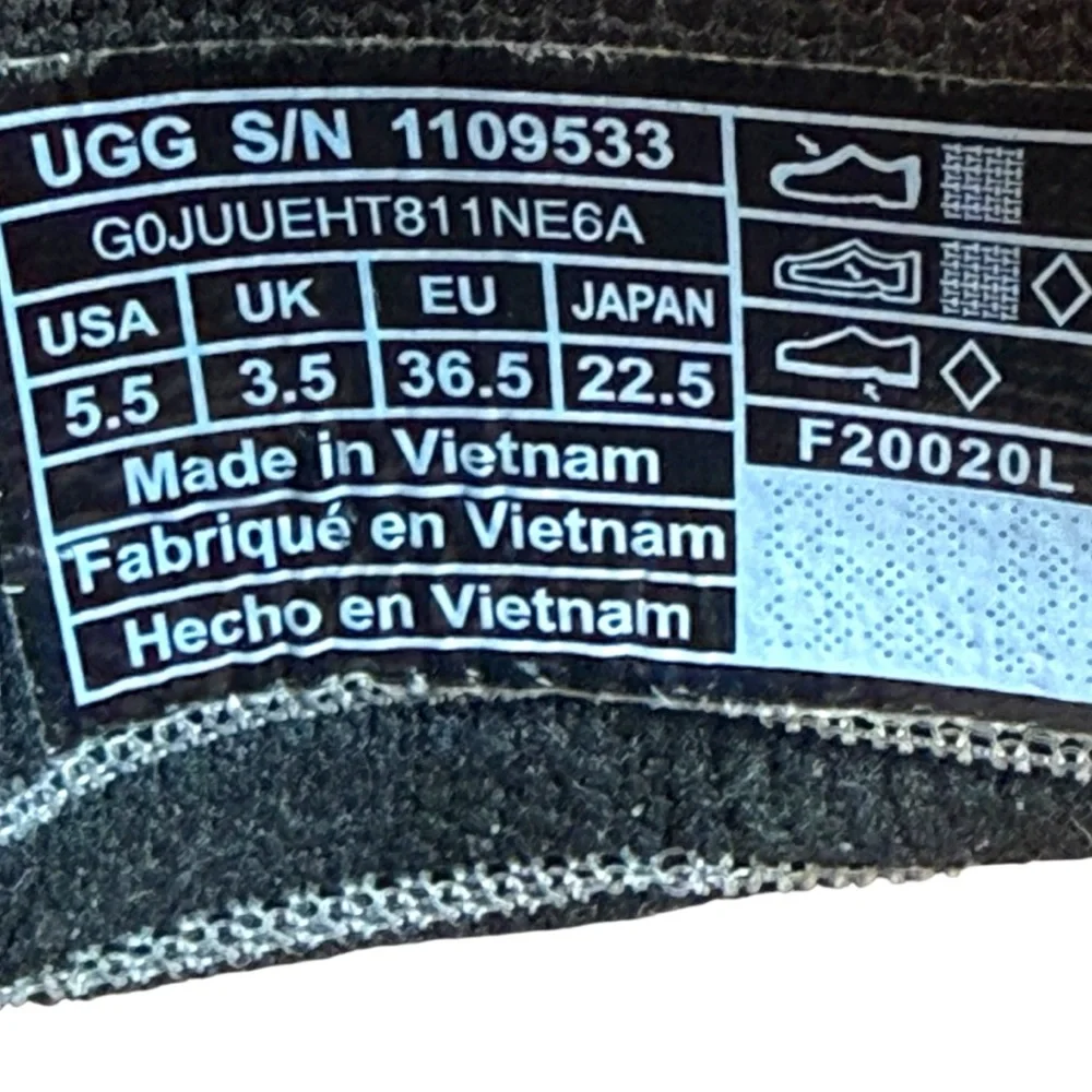 UGG Sammy Breeze Knit Slip On Leather Sneakers Black Size 5.5 Coastal Preppy